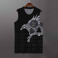 Men's Muscle Tee The Raven of Odin Tattoo Norse Mythology Round Neck - Sleeveless