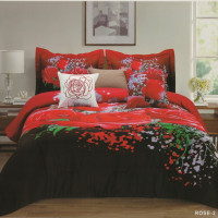 Floral Comforter Set 7 Piece Queen & King Size - Oversized and Overfilled Red Roses Collection - Brightens up your room