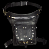Black Carry Leather Thigh Bag with Waist Belt