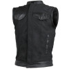 Heavy Duty Textile Club Vest with Leather Accents and Snaps And Zipper Closure