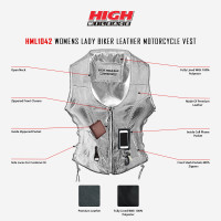 High Mileage Ladies Leather Vest Side Laces longer front deep v