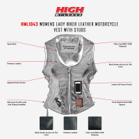 High Mileage Ladies Lace Side Vest Adorned with Studs