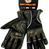 Mesh Leather Gloves with Padded Leather Palms, Reflective Piping and Elastic Cuff