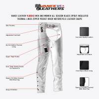 ZipOut Insulated Pant Style Zipper Pocket Leather Chaps