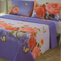 Floral Bed Sheets Set 4 Piece Set Deep Pocket Bed Sheets Multicolor Queen & King Size Purple