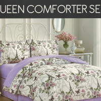 Floral Comforter Set Floral with Paris City Scenes 8 Piece Comforter Set Queen Size