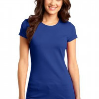 Womens Basics Crew Neck Cotton T-shirt Short Sleeves Heather Blue Basic Plain Top