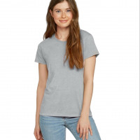 Womens Basics Crew Neck Cotton T-shirt Short Sleeves Sports Gray Basic Plain Top