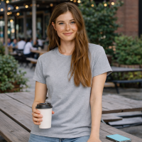 Womens Basics Crew Neck Cotton T-shirt Short Sleeves Sports Gray Basic Plain Top