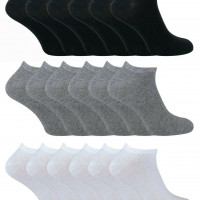 6 Pairs LOW CUT Ankle Socks Size 5-11 Men's/Women's No Show - Gray, Black, White Unisex