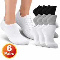 6 Pairs LOW CUT Ankle Socks Size 5-11 Men's/Women's No Show - Gray, Black, White Unisex
