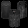 Standard Leather Men's Plain Side Vest Conceal Carry Pockets Single Seam Back