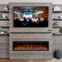 Modern Flames Allwood Fireplace Wall System Driftwood Grey-Accessory for Spectrum Slimline 60"-Wall Mount