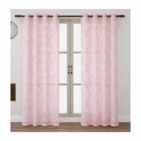Sheer Curtains with Grommets 2 piece set Pink Blush 76x84 drapes Geometric Pattern