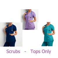 Premium Medical Scrubs Tops Only Comfort Fit Straight & Side Pockets 3 colors