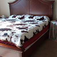 Cow Print Blanket Flannel Blanket - Brown & White - King Size