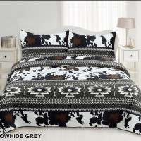 Aztec & Cow Print Southwestern Bedding Set Queen & King Quilt Bedspreads Oversized