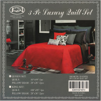 Reversible 3 Piece Quilted Bedspread Set Queen & King Size Red & Black