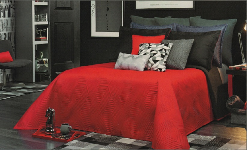 Reversible 3 Piece Quilted Bedspread Set Queen & King Size Red & Black