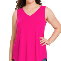 Women's Plus Size Sleeveless Top Relaxed Fit Summer Top - Hot Pink