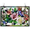 Chloe 27 x 19 in. Lighting Tiffany Glass Featuring Roses & Butterflies Window Panel