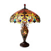 Chloe 18 in. Shade Lighting Demetra Auror Style 3 Light Victorian Stained Glass Double Lit Table Lamp - Antique Bronze