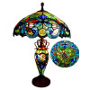 Chloe 18 in. Shade Lighting Demetra Auror Style 3 Light Victorian Double Lit Table Lamp - Antique Bronze