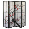 Ore International 4-Panel Room Divider - Plum Blossom