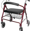 Mabis Lightweight Extra Wide Heavy Duty Aluminum Rollator - Burgundy
