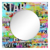 Empire Art Direct 36 in. Star Square Reverse Printed Tempered Glass Art with 24 in. Round Beveled Mirror