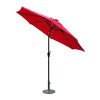 Jeco 9 ft. Aluminum Umbrella with Crank & Solar Guide Tubes - Brown Pole & Red Fabric