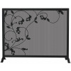 3 Fold Black Screen With Flowing Leaf Design
