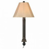 Patio Living Concepts Umbrella Table Lamp 20787 with 2 in. dark mahogany wicker and bronze tube body antique beige linen Sunbrella shade fabric