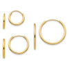 Finest Gold 1 mm 14K Yellow Gold Madi K Polished Endless Hoop Earring Set, 3 Pair