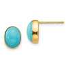 Finest Gold 7 x 8 mm 14K Yellow Gold Madi K Bezel Set Oval Turquoise Post Earrings, Pair