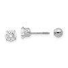 Finest Gold 5 mm 14K White Gold Madi K Cubic Zirconia 4 mm Ball Reversible Earrings, Pair