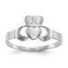 Finest Gold 14K White Gold Ladies Claddagh Ring, Size 6