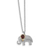 Finest Gold 1 mm x 17 in. Sterling Silver 14K Garnet Diamond Elephant Necklace