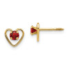 Finest Gold 3 mm 14K Yellow Gold Madi K Garnet Birthstone Heart Earrings, Pair