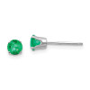 Finest Gold 4 mm 14K White Gold Emerald Stud Earrings, Pair