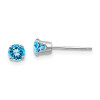 Finest Gold 4 mm 14K White Gold Blue Topaz Stud Earrings, Pair
