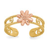 Finest Gold 4 mm 14K Two-Tone Flower Toe Ring