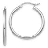 Finest Gold 2 x 25 mm 14K White Gold Lightweight Hoop Earrings, Pair