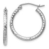 Finest Gold 2 x 20 mm 14K White Gold Diamond-Cut Round Tube Hoop Earrings, Pair