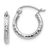 Finest Gold 2 x 13 mm 14K White Gold Diamond-Cut Round Tube Hoop Earrings, Pair