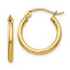 Finest Gold 2 x 17 mm 14K Yellow Gold Lightweight Tube Hoop Earrings, Pair
