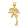 Finest Gold 13.5 x 26.5 mm 14K Yellow Gold Mini Palm Tree Pendant