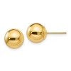 Finest Gold 8 mm 14K Yellow Gold Polished Ball Post Earrings, Pair