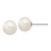 Finest Gold 7-8 mm 14K White Gold White Round Freshwater Cultured Pearl Stud Post Earrings, Pair