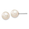 Finest Gold 8-9 mm 14K White Gold White Round Freshwater Cultured Pearl Stud Post Earrings, Pair